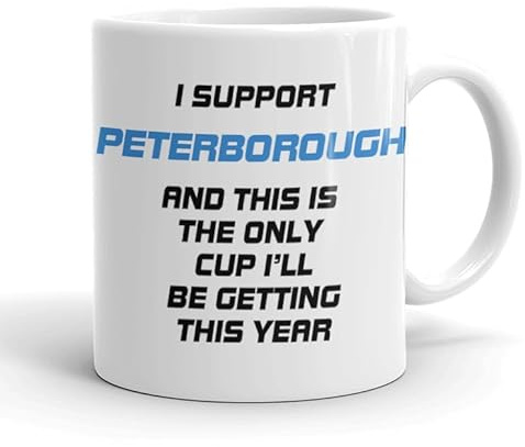 VIROSA Funny Football Mug – “Only Cup I’ll Be Getting This Year” – Gift for Peterborough Fans, Dad, Friend or Colleague – 11oz Ceramic Coffee Cup – Funny Xmas, Birthday, Father’s Day Present