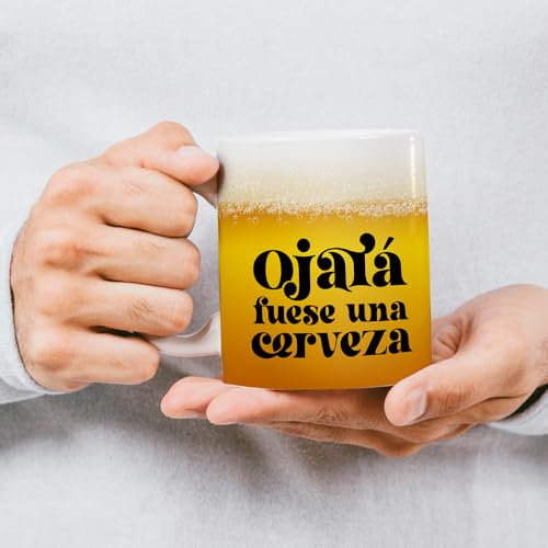 Wanapix | Taza Ojalá fuese Cerveza | Tazas Originales para Regalar | Regalo Original y Divertido Amigo Invisible | Apta para Lavavajillas | Capacidad de 325ml