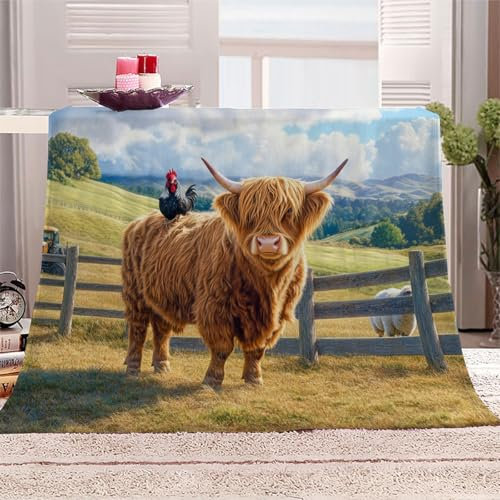 Generisch Yak, Huhn Mikrofaser Flanell Fleece Decke 130x150 cm - Ultraweich wie Kaschmir Wärmeregulierend Anti-Pilling Behandlung Für Bett und Couch (Tierlandschaft)