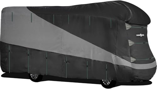 BRUNNER Wohnmobil-Schutzhülle Caravan Cover Design 12M 5m-5,5m x2,4 m x2,7m | Abdeckplane 4-lagiges hochwertiges TNT-Gewebe, Atmungsaktive Abdeckung, UV-Beständig für Winter UND Sommer, Wasserabweisend