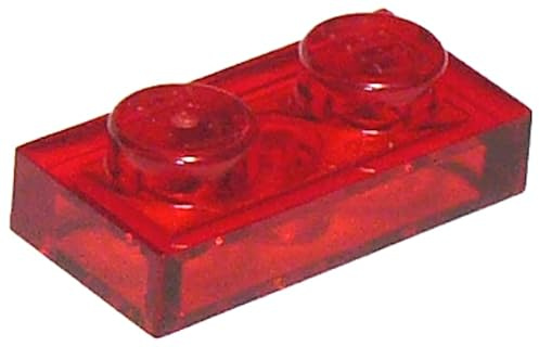 LEGO Plate 1 x 2, Building Brick Component, Part 3023, Choose Your Colour (Trans-Red, 50, Bricks)