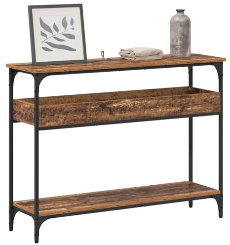 vidaXL Console Table Old wood 100 x 29 x 75 cm Engineered wood, Living Room, Rectangular, Industrial, Small Console, Accent, Modern Table, Entryway, Utility