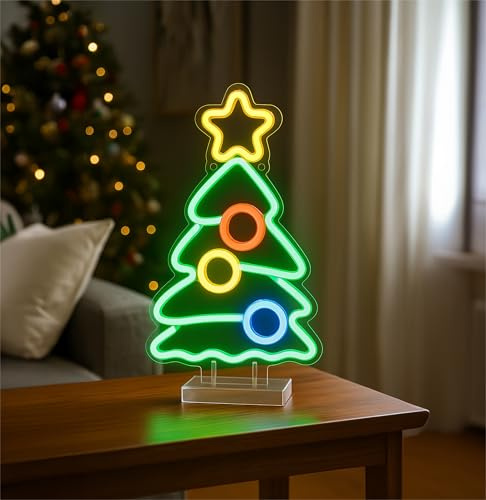 XMAS HAUS Christmas Tree LED Neon Lights with USB Festive, Safe, Easy to Use, Perfect for Home Décor