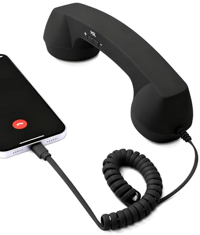 Combiné rétro pour téléphones portables – Accessoires électroniques classiques rétro de type C avec microphone, combiné récepteur de téléphone portable | Pour bureau, voyage, cuisine, chevet, salle de