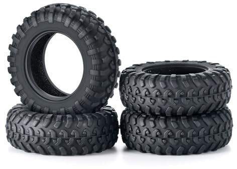 QOAKSDY Rc Auto Reifen Felgen Für Kyosho Für Mini-Z 4x4 Für Jimny Für Wrangler Für Axial SCX24 1/18 1/24 RC Crawler Autozubehör 4 Stück 42 X 15 Mm Gummireifen