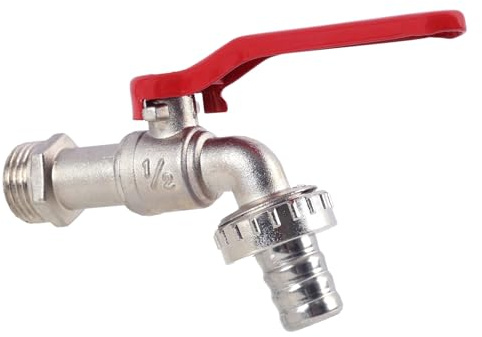 1/2 Zoll Wasserhahn Garten, 1/2-Zoll-Eingang und einen 3/4-Zoll-Ausgang, Wasserhahn für Regentonne, Absperrhahn Tropffrei, Messing Auslaufhahn, für Garten, Waschmaschine und Außenleitungen