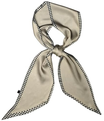 GIMIRO Eleganter Leoparden-Seidenschal, Polyester, Braun-Beige mit Kontrastrand, 145 x 13 cm