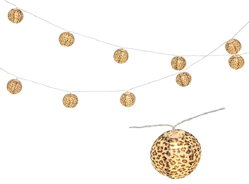 Lumineo LED Lichterkette mit 10 Leopard-Lampions Outdoor 2,7m - Außenlichterkette mit Batterie/Timer - Partybeleuchtung für Garten & Balkon - Partylichterkette für Innen & Außen - Warmweiß