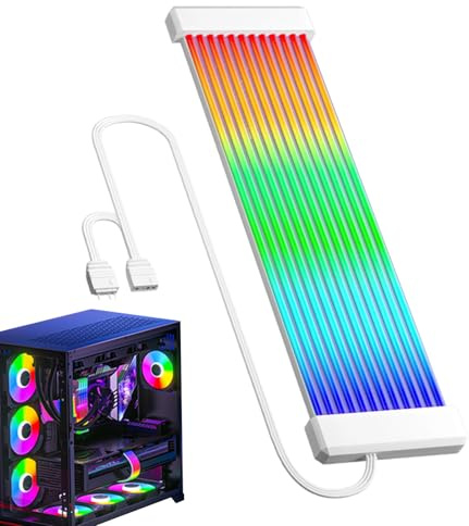 LED Strips Lights 24-Pin Neon Silicone Cable | PC Cable Cover for Motherboard for Graphics Card Computer GPU Monitor Game Room Office Desk Tech Hobbyists Streamers