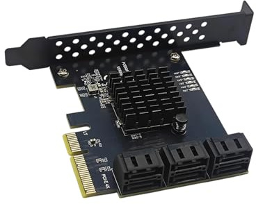 XAGMODSHN PCIE 1X / 4X SATA3.0 Controller-Karte 6 Port 6Gbps PCIE SATA3.0 Expansion Controller GEN3 RTL9100VB Chip Desktop Erweiterung