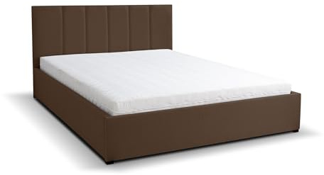 VENASI MÖBEL Polsterbett Lisa mit Kopfteil, 160 x200 cm, Doppelbett mit Bettkasten und Lattenrost aus Metall, Velourstoff, Farbe: Braun