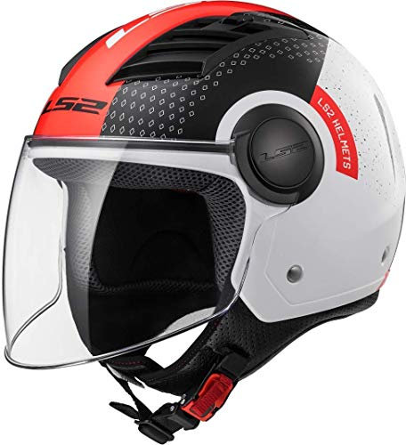 LS2 Motorradhelm Of562 Airflow Condor, Weiß/Schwarz/Rot, Größe XS