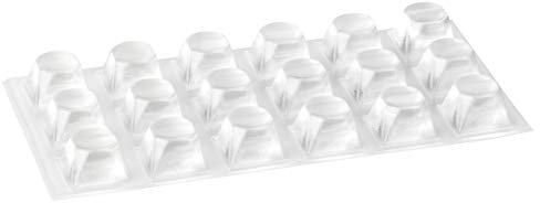 haggiy Elastikpuffer selbstklebend - quadratisch 20,5x20,5 mm, Höhe: 13,2 mm, transp. (18 Stück)