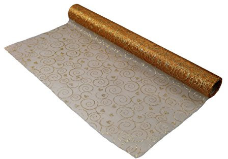 GMMH Tischläufer 50 cm Breit, 5 m Lang, Tischband und Tischdekoration für Party, Geburtstage, Hochzeiten, Taufe (Gold)