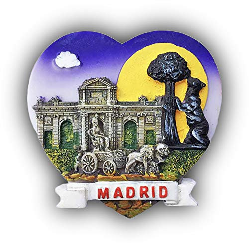 Madrid España 3D Imán de refrigerador en Forma de corazón Recuerdos turísticos Resina Pegatinas magnéticas Imán de Nevera Decoración de Hogar y Cocina de China