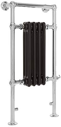 Milano Elizabeth 400W Chrome Black Cast Iron Style Electric Heated Towel Rail - 930mm x 452mm