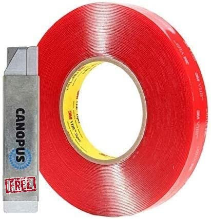 CANOPUS Doppelseitiges Klebeband Extra Stark Transparent Wasserdicht 4910 (12,7mm x 4,5m), Schwerlast Klebeband, Montageklebeband für LED-Streifen, Wohnkultur, Wohnkultur