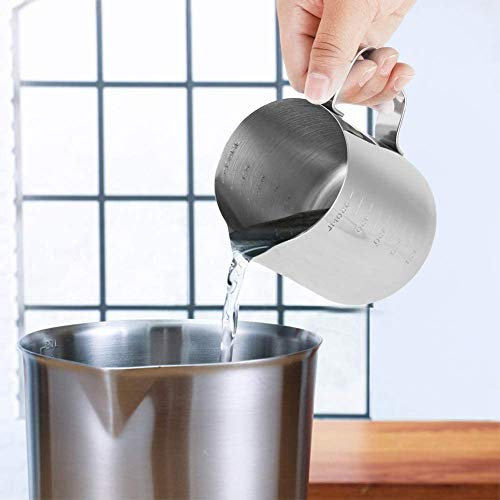 Pot à lait, mousseur à main en acier inoxydable de 350 ml, crémier à café mousseur à lait tasse avec marque de mesure, pot à lait parfait pour l'espresso cappuccino barista