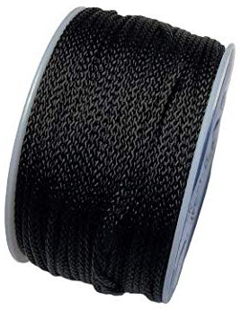 US Ropes Tactical Nylon Micro Cord 1.18mm X 125ft Lightweight Braided Cord (3/64 Diameter) on Spool Camping Boating Home Fishing Garden Jewelry 90lb Test Breaking Load (Black)
