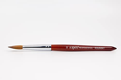 Apex® Professional #14 Premium Kolinsky Pure Sable Hair Acrylic Nail Brush - Acrylic Applications for Professional Nail Technicians | Artists (#14 Crimped)