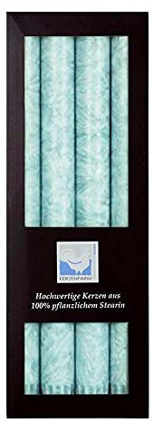 Kerzenfarm Hahn Stearin Stabkerze Set, eisblau