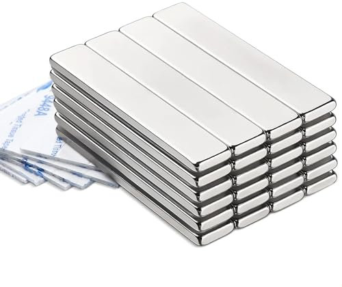 Rechteckige Neodym Magnete, 24 Stück 60x10x3mm Leistungsstarke Neodym-Stabmagnete, N35 Seltenerdmetall Magnete Stark Kühlschrank-Magnetstab für Home Office Duschtür Schulhandwerk, Tragfähigkeit 1 kg