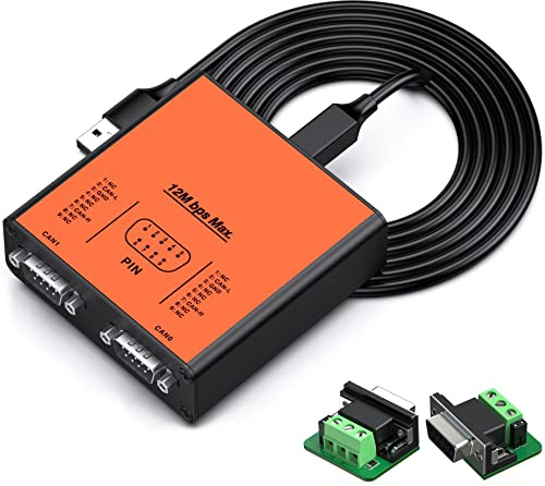 Pibiger USB2CANFD-X2 USB to Dual Channel CANFD Converter for Raspberry Pi4/Pi3B+/Pi3/Pi Zero(W)/Jetson Nano/Tinker Board/PC Provides Windows Linux Software and API Compatible with SavvyCAN Busmaster