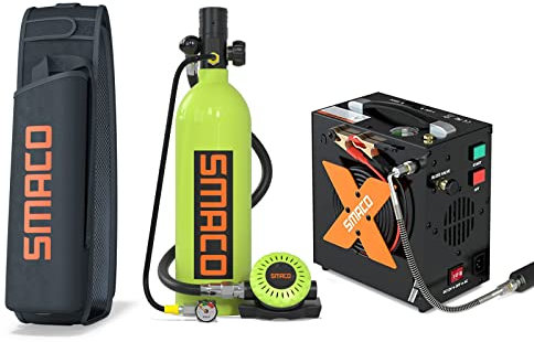 Botella de Buceo Equipo de Respiración Subacuática Tanque de Oxígeno de Buceo con Máscara de Buceo Soporta 15-20 mins de Respiración Bajo el Agua Equipo de Buceo Cilindro de Oxígeno de Buceo, Verde