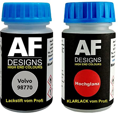 Alex Flittner Designs Pennarello per vernice per Volvo 98770 Platinum Grey + vernice trasparente da 50 ml