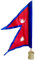Nepal-Flagge, Nepal-Flagge, 31 x 21 cm, große Nepal-Flagge, 30,5 x 20,3 cm, Holzstab und Hart-PE-Basis/Ständer, Tischplatte, Nepal-Flagge, handgefertigt in Nepal