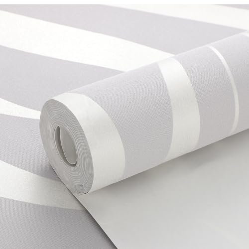 PetHot Embossed Non-Woven Wallpaper 10m Roll - 3D Glitter Wave Stripes Effect, Waterproof for Living Room, Bedroom, Kitchen - Silver Grey