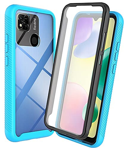 XINNI Coque pour Xiaomi Redmi 9C NFC/Redmi 10A/9C Antichoc Housse avec Protège écran, 360 Degrés Full Body Etui Solide Double Face Bumper Portable Transparent Housse