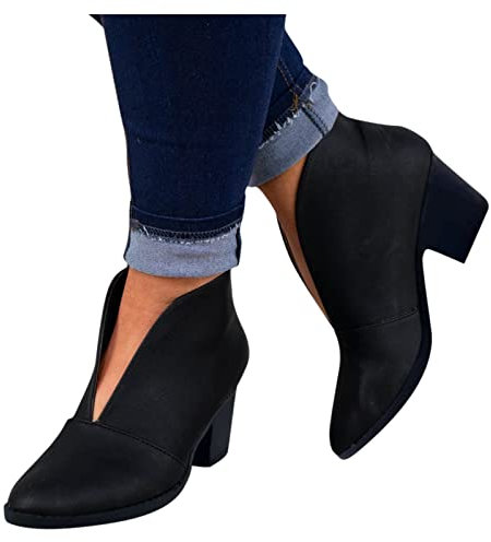 Stivaletti Chelsea Donna Comode con Tacco Autunnali Invernali Stivali Calzino Bassi Pelle Scamosciati Eleganti Stivaletti Ankle Chelsea Boots Chunky Stringati Cowboy Morbidi Anfibi