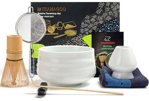 TEANAGOO Matcha Set, Matcha Whisk Set, Matcha Bowl Bamboo Matcha Whisk (Chasen), Scoop (chashaku), Matcha Whisk Holder, Tea Making Kit. MSB-6, Matcha