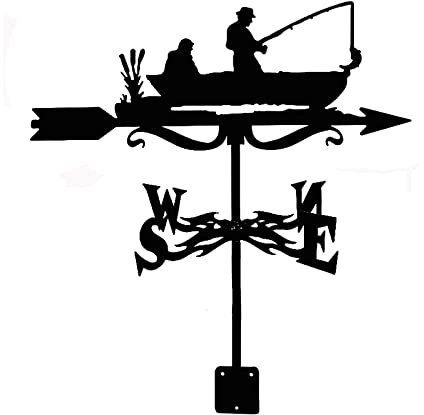 Wetterfahne, Angler, Sika-Hirsch, Wein-Set, Wetterfahne, Wetterhahn, Messwerkzeug, Edelstahl, für Garten, Terrasse, Hof, Ornament, Dekoration (Angler)