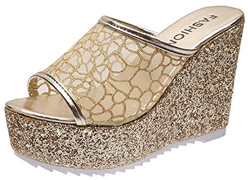 Ogg Schuhe Damen Sommer am Keil Frauen Plattform Hausschuhe lässige Slip Toe-Schuhe Frauen Frauen-Hausschuh Schuhe Schwarz Damen Absatz Sandalen