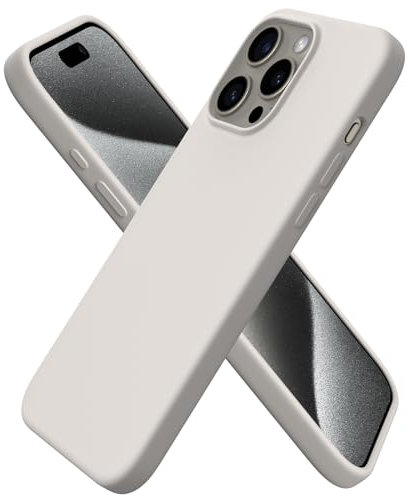 ORNARTO Compatible with iPhone 15 Pro Max Case 6.7, Slim Liquid Silicone 3 Layers Full Covered Soft Gel Rubber 15 Pro Max iPhone Case Cover 6.7 inch-Stone Grey