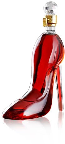 TINGSING 350ml Wine Decanter High Heel Decanter with Bottle Cap Whiskey Decanters, Hand Blown Lead-Free Crystal Glass for Wine Enthusiasts, Elegant Decanter Gifts for Women, Mothers Day Gifts