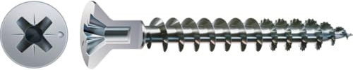 SPAX Universalschraube mit Kopfbohrung, 4,5 x 35 mm, 500 Stück, Vollgewinde, Senkkopf, Kreuzschlitz Z2, S-Spitze, WIROX - 0271010450355
