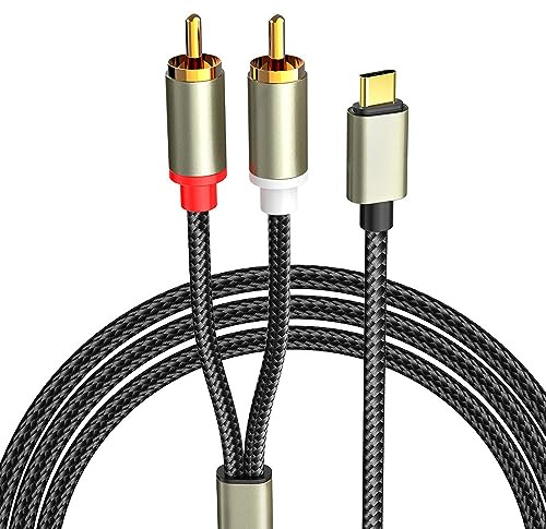 HuaLiSiJi Cable USB C a RCA Cable Audio RCA y USB, para Teléfono, Tableta, Cine en Casa, DVD, Amplificador, Altavoz 2m