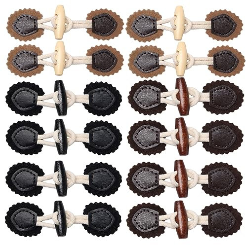 Knebelknöpfe,Osuter 12 Stück Knebelknöpfe Leder BastelnKnöpfe Vintage Knöpfe für Mantel Jacke Kleidung Nähen DIY - Kinderversion (Schwarz)