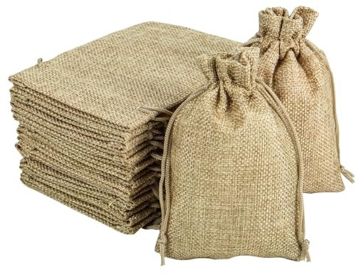packra Jutesäckchen 30 Stück Jutebeutel Klein Geschenkbeutel 10x14cm Jute Beutel mit Kordelzug Sackleinen Taschen Leinen Stoffbeutel für Adventskalender Schmuck DIY Handwerk Hochzeit Party Weihnachte