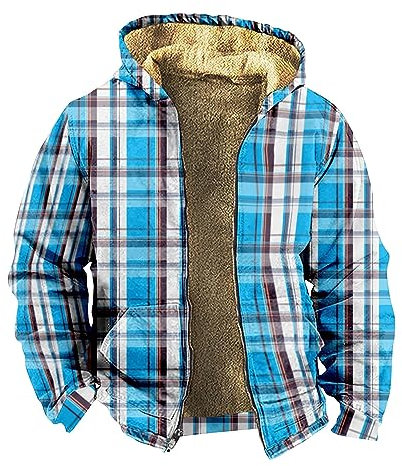 KONG JIMFAN Herren Jacke - Piloten-, Kapuzen-, Leder-, Lauf-, Stepp-, Regen-, Ski-, Hardshelljacke - Wasserdicht (Blau, 5XL)