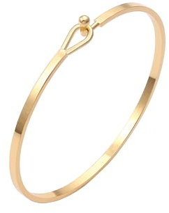 KOOUNUATA Dünner Armreif mit Hakenverschluss 18K Gold personalisierbares offenes Oval-Armband Inspirationsarmband für Damen