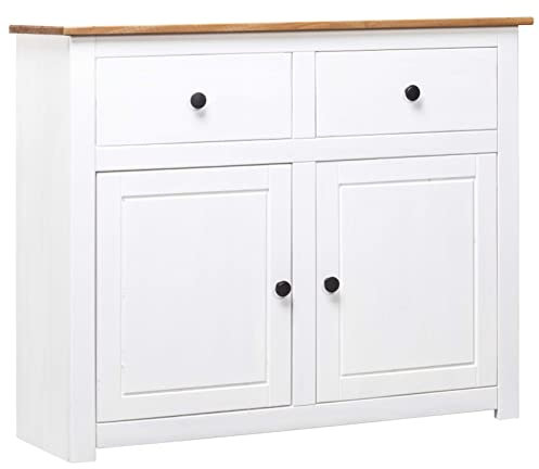 ARKEM Sideboard Weiß 93x40x80 cm Sideboard Wohnzimmer Flurschrank SchräNkchen MöBel SchräNke Sideboard Kiefernholz Panama