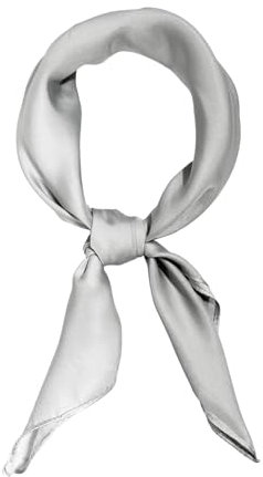 Bliceon Damen Seidentuch aus leichter Seide, Eleganter Seidenschal, Bandana, Halstuch und Kopftuch, Geschenk für Frauen, Vielseitiges Seidenschal (Hellgrau)