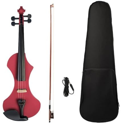geige anfänger 4/4 Elektrische Violine Set Geige Elektrische Stille Violine Mit Koffer Und Brasilholz-Bogenbrücke (Color : Red)