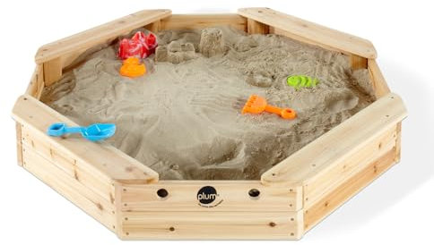 Plum Sandkasten Treasure Beach aus Holz – Outdoor-Sandkasten für Kinder aus Holz, Sitzbank, Natur (100201)