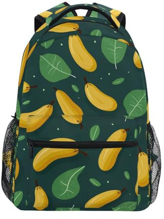 Linnyio Fruchtmuster Bananen Mädchen Jungen Schulrucksack - Verstellbare & Bequeme Tragegurte, Geräumig mit Mehreren Taschen für Schule Studententaschen