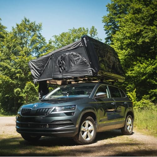 SENXINWEI Aluminium-Dachzelt, Auto, Klappzelt, Campingzelt, geeignet für SUV, Pickup, LKW, Van, Auto mit Teleskopleiter (dunkelgrau), RQSD18915